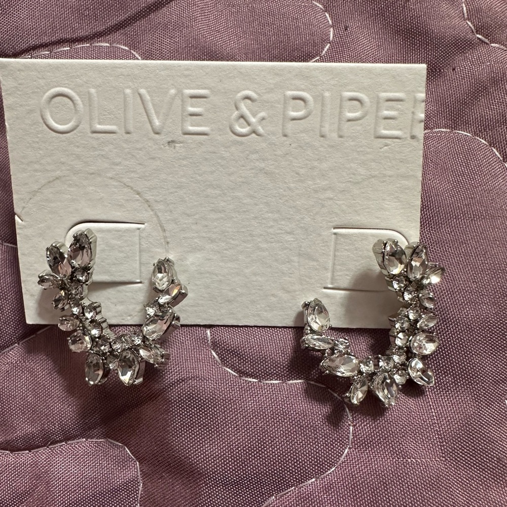 Olive & Piper Silver Crystal Hoop Earrings